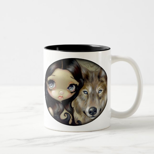 "Silberner mit Augen Wolf-" Tasse (Rechts)