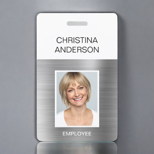 Silberner Mitarbeiter - Name Foto Corporate Metall Ausweis