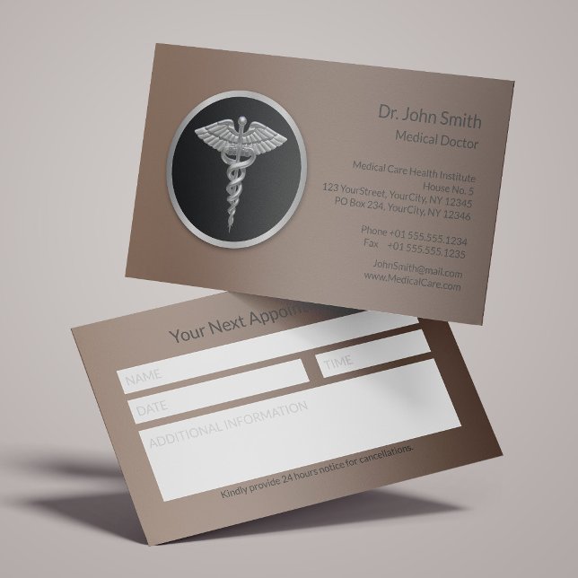 Silberner Professional Caduceus Medizinischer Erin Terminkarte (Von Creator hochgeladen)