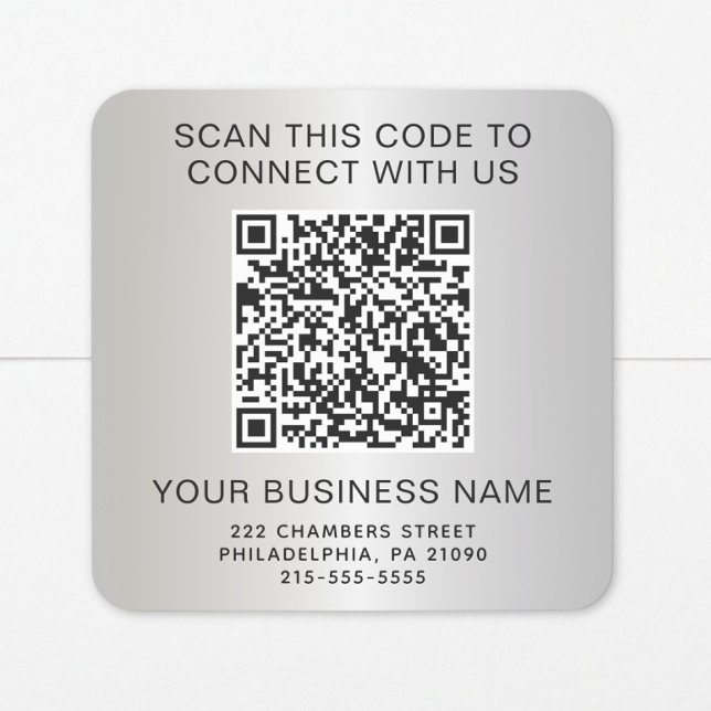 Silberner QR-Code Geschäft Quadratischer Aufkleber (Von Creator hochgeladen)
