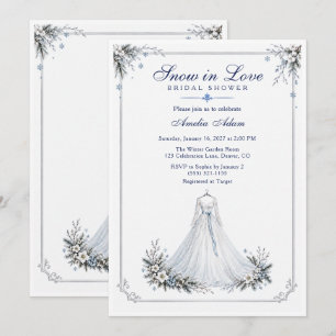 Silberner Rahmen Snow in Love Winter Brautparty Einladung