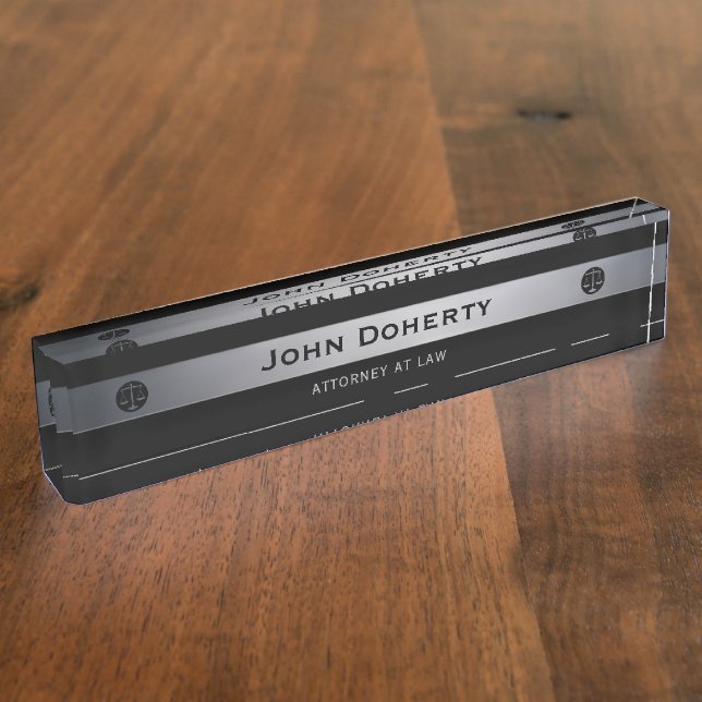 Silberner RECHTSANWALT am GESETZ| Rechtsanwalt Namensplakette (Seite)