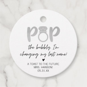 Silberner Ring Pop The Bubbly Favor Tag Geschenkanhänger