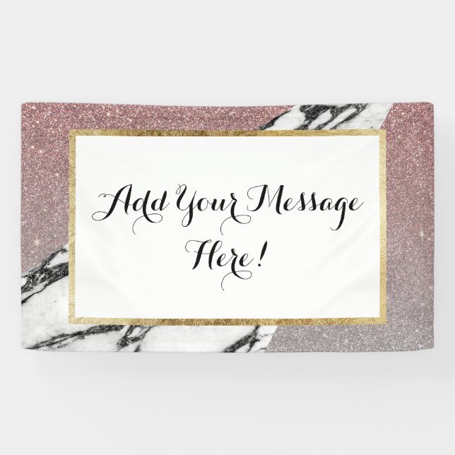 Silberner Rosen-GoldGlitzer und -marmor Banner (Horizontal)