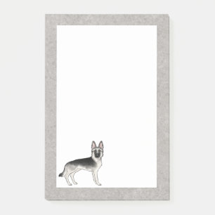Silberner Sable Deutscher Schäferhund Cartoon GSD Post-it Klebezettel