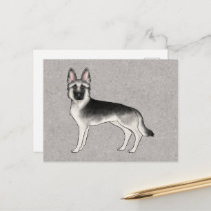 Silberner Sable Deutscher Schäferhund Cartoon GSD  Postkarte