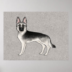 Silberner Sable Deutscher Schäferhund Süße Hundeil Poster
