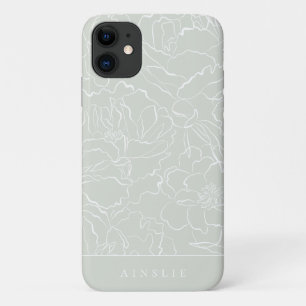 Silberner Salbei-Blumenmuster personalisiert Case-Mate iPhone Hülle