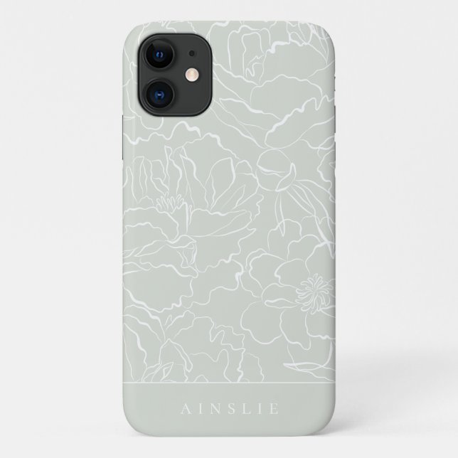 Silberner Salbei-Blumenmuster personalisiert Case-Mate iPhone Hülle (Rückseite)