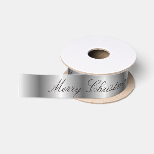 Silberner Satin frohe Weihnachten Satinband