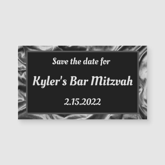 Silberner Satin-Save the Date Magnet (Vorderseite)