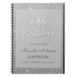 Silberner Schein-Glitzer-50. GeburtstagGuestbook Notizblock