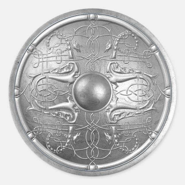 Silberner Schild 16 Runder Aufkleber (Vorderseite)