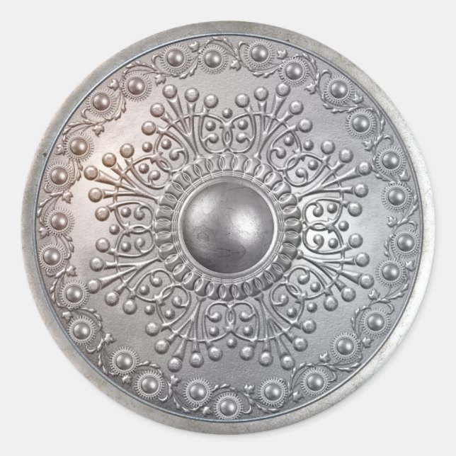 Silberner Schild 8 Runder Aufkleber (Vorderseite)
