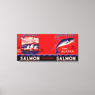 Silberner Seemarken-Lachs-Aufkleber Seattle, WA Leinwanddruck