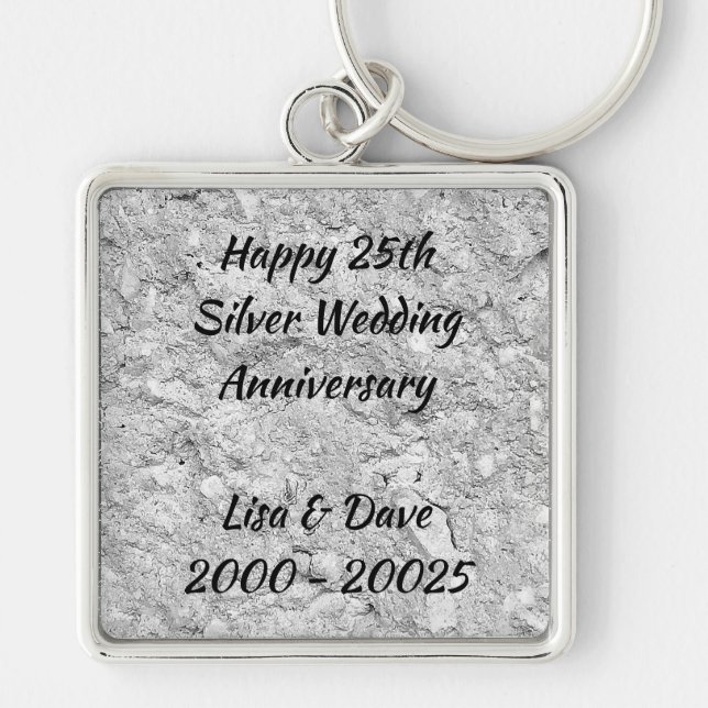Silberner Stein-25. silberner Hochzeitstag Schlüsselanhänger (Vorne)