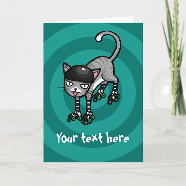 Silberner Tabby auf RollerSkates kundengerechter Karte (Vorderseite)