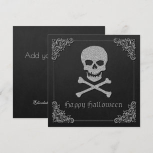 Silberner Totenkopf und gekreuzte Knochen Hallowee