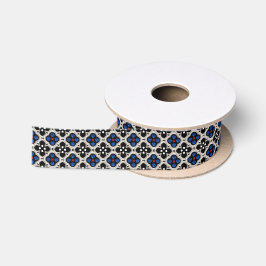 Silberner und blauer Feiertag Bling Satinband