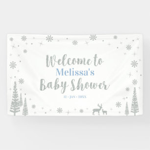 Silberner und blauer Winter-Junge-Baby-Shower-Will Banner
