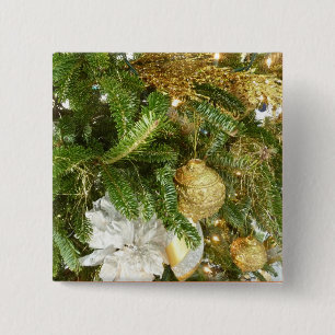 Silberner und goldener Weihnachtsbaum I Feiertag Button