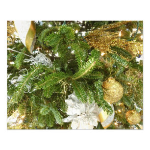 Silberner und goldener Weihnachtsbaum I Feiertag Fotodruck