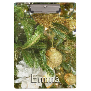 Silberner und goldener Weihnachtsbaum I Feiertag Klemmbrett