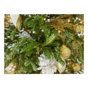 Silberner und goldener Weihnachtsbaum I Feiertag Poster