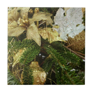 Silberner und goldener Weihnachtsbaum II Feiertag Fliese