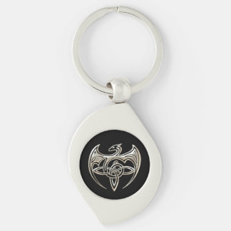 Silberner und schwarzer DracheTrine Celtic knotet Schlüsselanhänger
