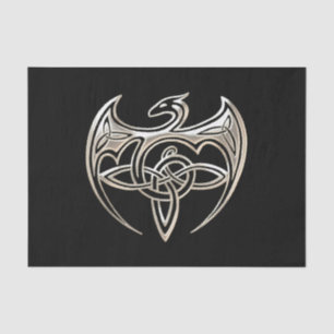 Silberner und schwarzer DracheTrine Celtic knotet Seidenpapier