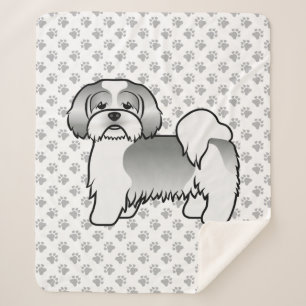 Silberner und weißer Lhasa Apso süßer Cartoon-Hund Sherpadecke
