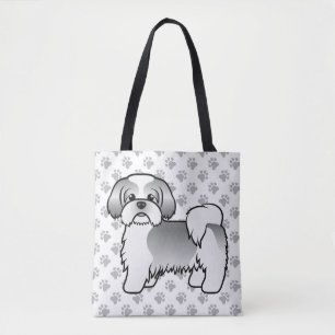 Silberner und weißer Shih Tzu Cartoon-Hund & Pfote
