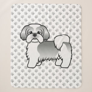 Silberner und weißer Shih Tzu süßer Cartoon-Hund Sherpadecke