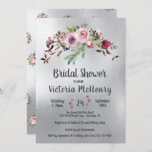 Silberner Watercolor-eisiges Rosen-mit Einladung