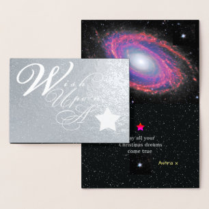 Silberner Weihnachtswunsch nach einem Stern Folienkarte