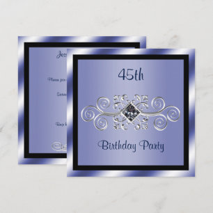 Silberner Wirbel u. Diamant-45. Geburtstags-Party Einladung