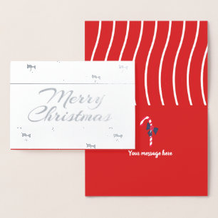 Silberner Zuckerstangen-Weihnachten Folienkarte