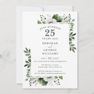 Silbernes 25. Hochzeitstags-Monogramm-Blumenmuster Einladung