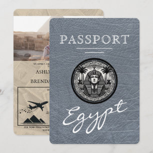 Silbernes ägyptisches Reisepass-Hochzeitseinladung Einladung