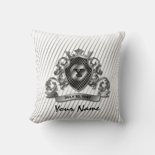 Silbernes benutzerdefiniertes elegantes Monogramm- Kissen
