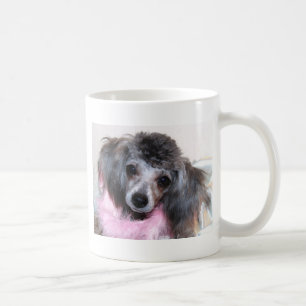 Silbernes blaues Pudel-Welpen-Gesichts-Porträt Tasse