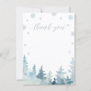 Silbernes & Blaues Winter Wonderland Dankeschön-Ka Dankeskarte