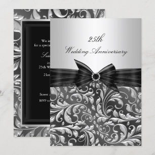 Silbernes Blumenblatt 25. Hochzeitstag Einladung