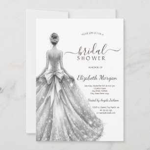 Silbernes Brautkleid Silber Glitter Brautparty Einladung