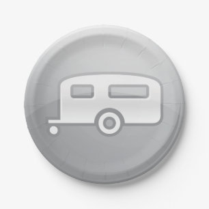 Silbernes Camper-Trailer-Icon Minimalistischer Woh Pappteller