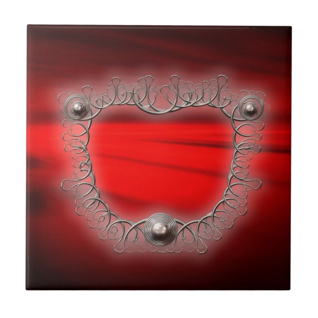 Silbernes Drahtgitter-Mandelbrot-Fraktal Fliese (Vorderseite)
