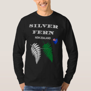 Silbernes Farn von Neuseeland Neuseeland-Flagge Ki T-Shirt