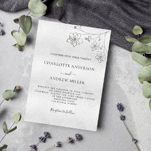 Silbernes florales elegantes botanisches Luxus-Hoc Einladung