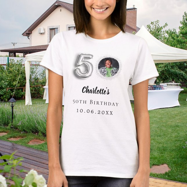 Silbernes Foto zum 50. Geburtstag T-Shirt (Von Creator hochgeladen)